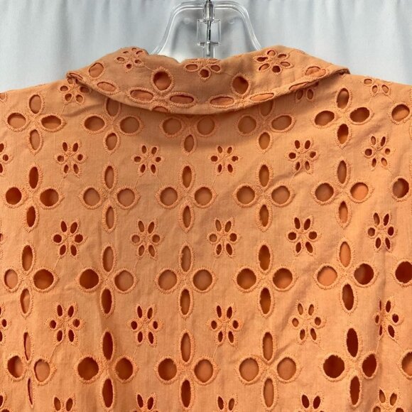 Outback Red Womens Fit & Flare Dress Orange Eyelet Button V Neck Short Sleeve 2 - Picture 6 of 11